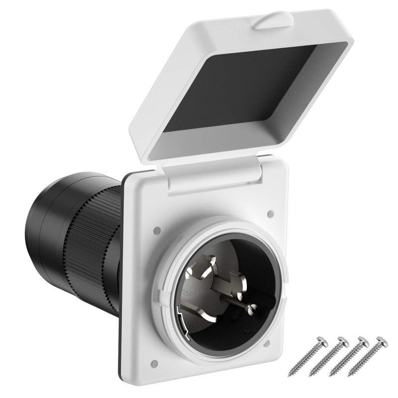 Kohree Rv 125 250v 50 Amp Power Plug Twist Lock Inlet With 3 Stainless Steel Pins And Screws White