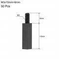 Uxcell M3x15mm 6mm Male-female Hex Nylon Pcb Motherboard Spacer Standoff For Fpv Drone Quadcopter Computer Circuit Board Black