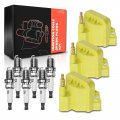 A-premium 3x Yellow Ignition Coil Pack And 6x Iridium Spark Plugs Compatible With Chevrolet Malibu Impala Venture Buick