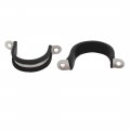 Uxcell 32mm Dia Rubber Lined U Shaped 304 Stainless Steel Pipe Clip Hose Clamp 4pcs
