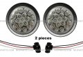 Niuparts 2pcs 4 Round 19 Diodes Clear Red-white Led Stop Turn Tail Truck Light With Rubber Grommet Pigtail