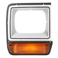 Hecasa Right Headlight Bezel W Turn Signal Light For 1986-1990 Dodge D100 Ramcharger W100 Replacement Headlamp Door Trim Kit 