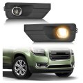 Hecasa Pair Fog Light Assembly For 2013-2016 Gmc Acadia 2017 Limited Sl Sle Slt Denali Front Bumper Lamp Bezel Cover Trim 