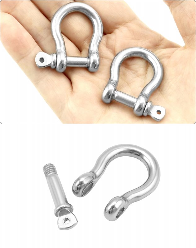 1 4 D-ring Shackles 20 Pcs 304 Stainless Steel Bow Safety Chain Heavy Duty Anchor Shackle Chains Wirerope Lifting For Rigging