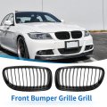 Front Upper Hood Bumper Grille For Bmw E90 4 Doors 2009-2011 Left Right Kidney Grill Signal Slat Matte Black Pair