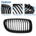 Front Upper Hood Bumper Grille For Bmw E90 4 Doors 2009-2011 Left Right Kidney Grill Signal Slat Matte Black Pair
