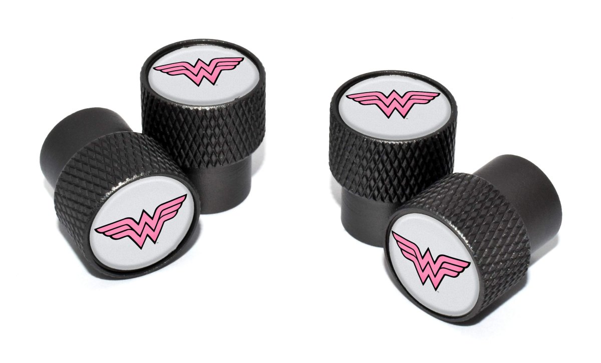 Dc Comics Pink Wonder Woman Aluminum Tire Valve Stem Caps Black Knurling Universal Fit For Cars Bikes Trucks Rvs Motorcycles