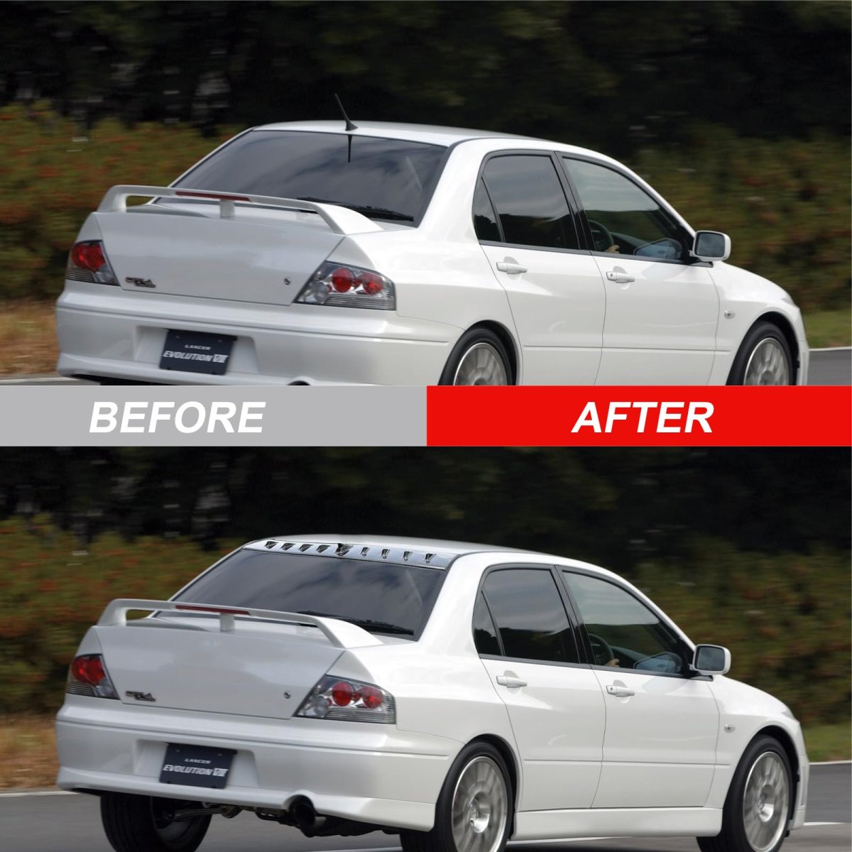 Rear Roof Window Spoiler For Mitsubishi Lancer 2002 To 2007 Glossy Carbon Look Abs Racing Wing Lip Self Adhesive Exterior
