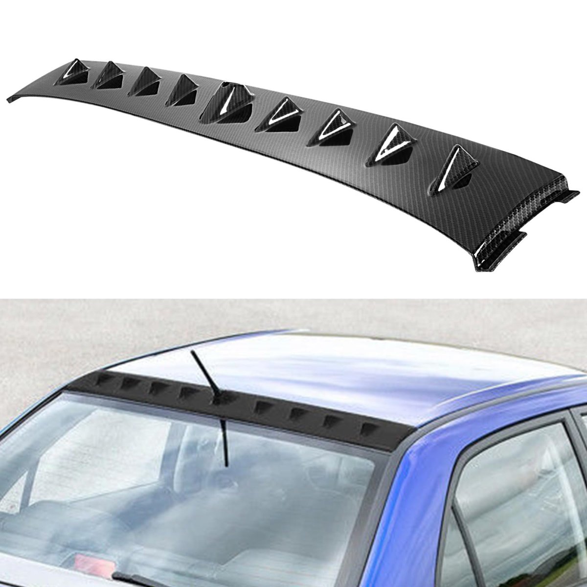 Rear Roof Window Spoiler For Mitsubishi Lancer 2002 To 2007 Glossy Carbon Look Abs Racing Wing Lip Self Adhesive Exterior