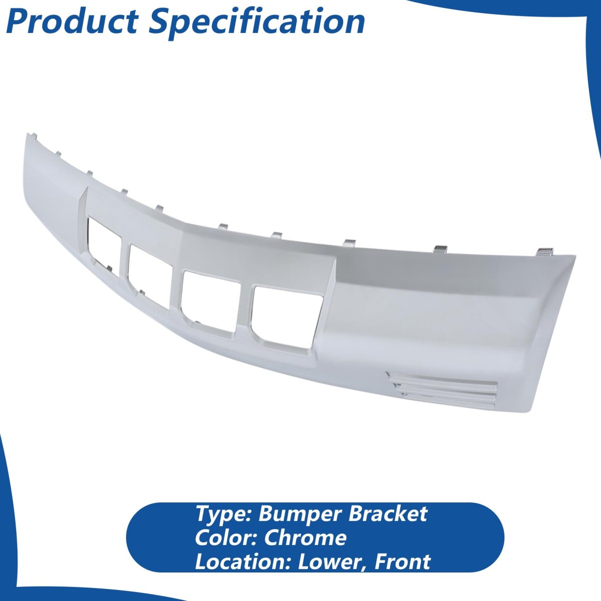 Chrome Front Bumper Lower Valance Skid Plate Replacement For Silverado 1500 2022-2023