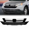 G-plus Front Upper Lower Grille Chrome Bumper Mesh Grill Compatible With Honda Cr-v 2007 2008 2009