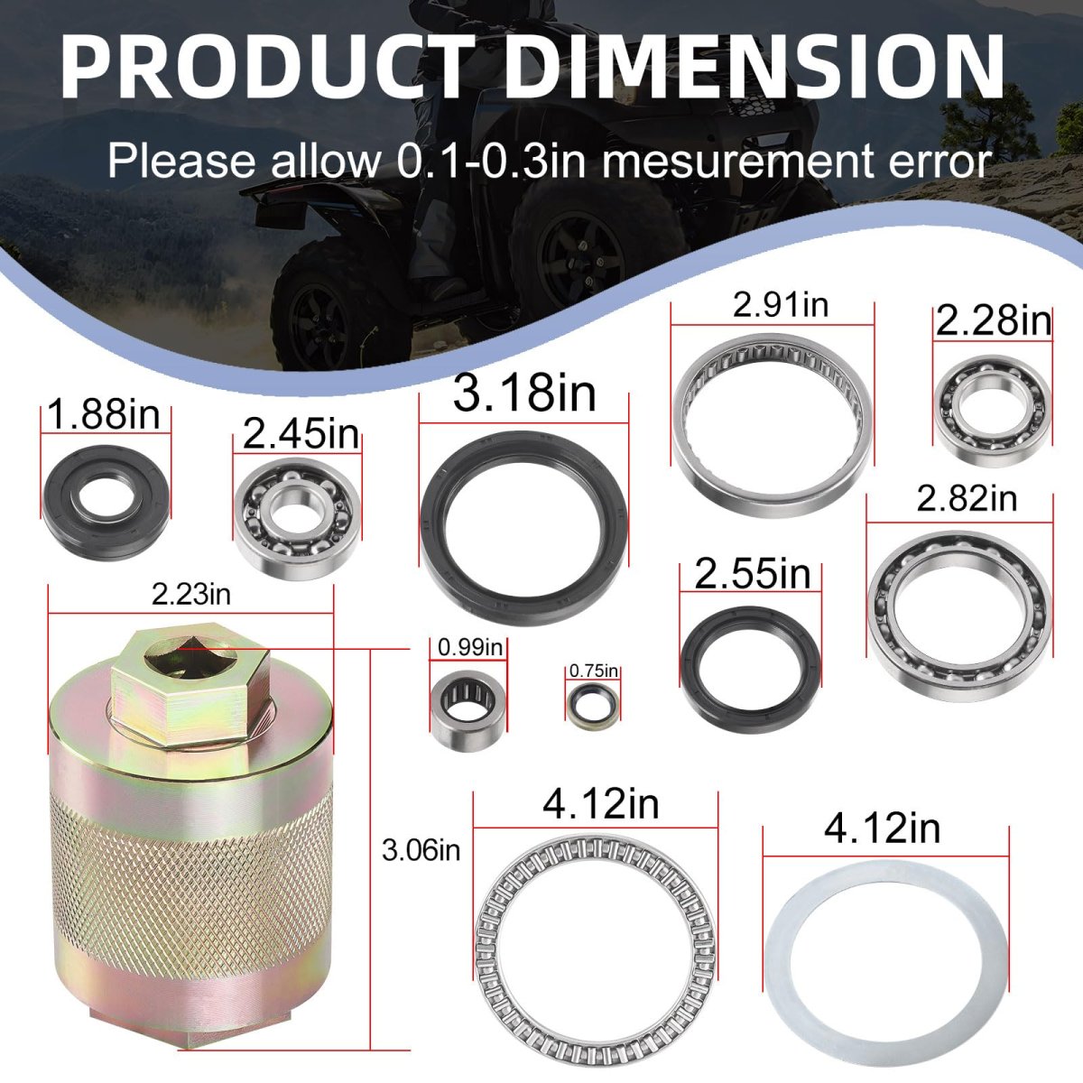 Front Differential Bearing Seal Kit And Tool For Kawasaki Brute Force 650 750 Prairie 360 700 Kvf650 Kvf750 Kvf360a B C Part