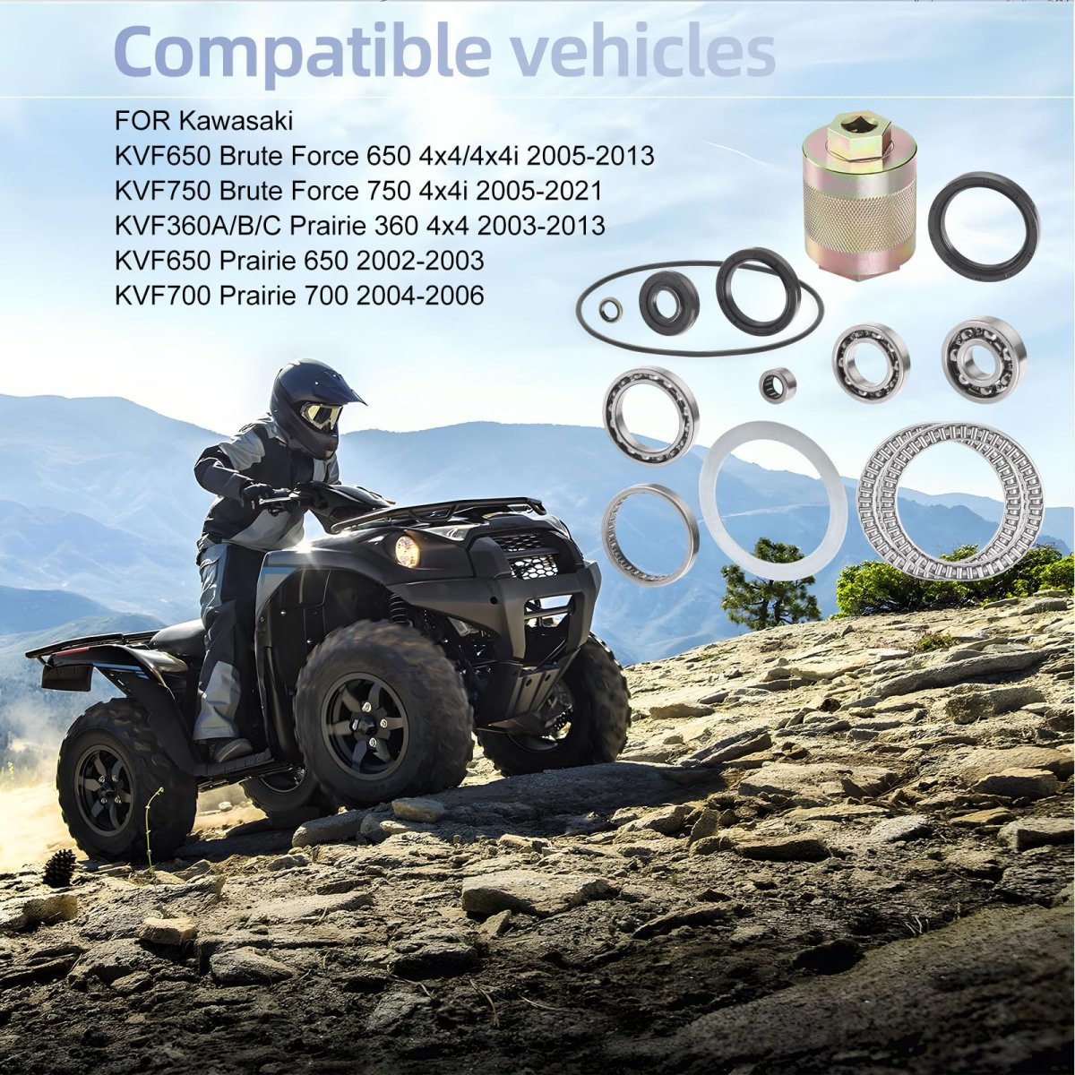 Front Differential Bearing Seal Kit And Tool For Kawasaki Brute Force 650 750 Prairie 360 700 Kvf650 Kvf750 Kvf360a B C Part