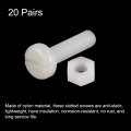 Uxcell 20 Pairs Nylon Screw Nut Assortment M6x25mm Slotted Pan Head Screws M6 Hex Nuts For Machinery Electronics White