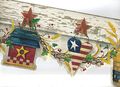 Wallpaper Border Patriotic Country Hearts Baskets Angels Stars On Off White Trim 