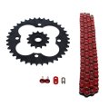 Chain And Sprocket Kit For Honda Trx400r Er 2006 To 2014 Red Non O Ring 520 96 With 13 Tooth Front 38 Rear Steel Sprockets 