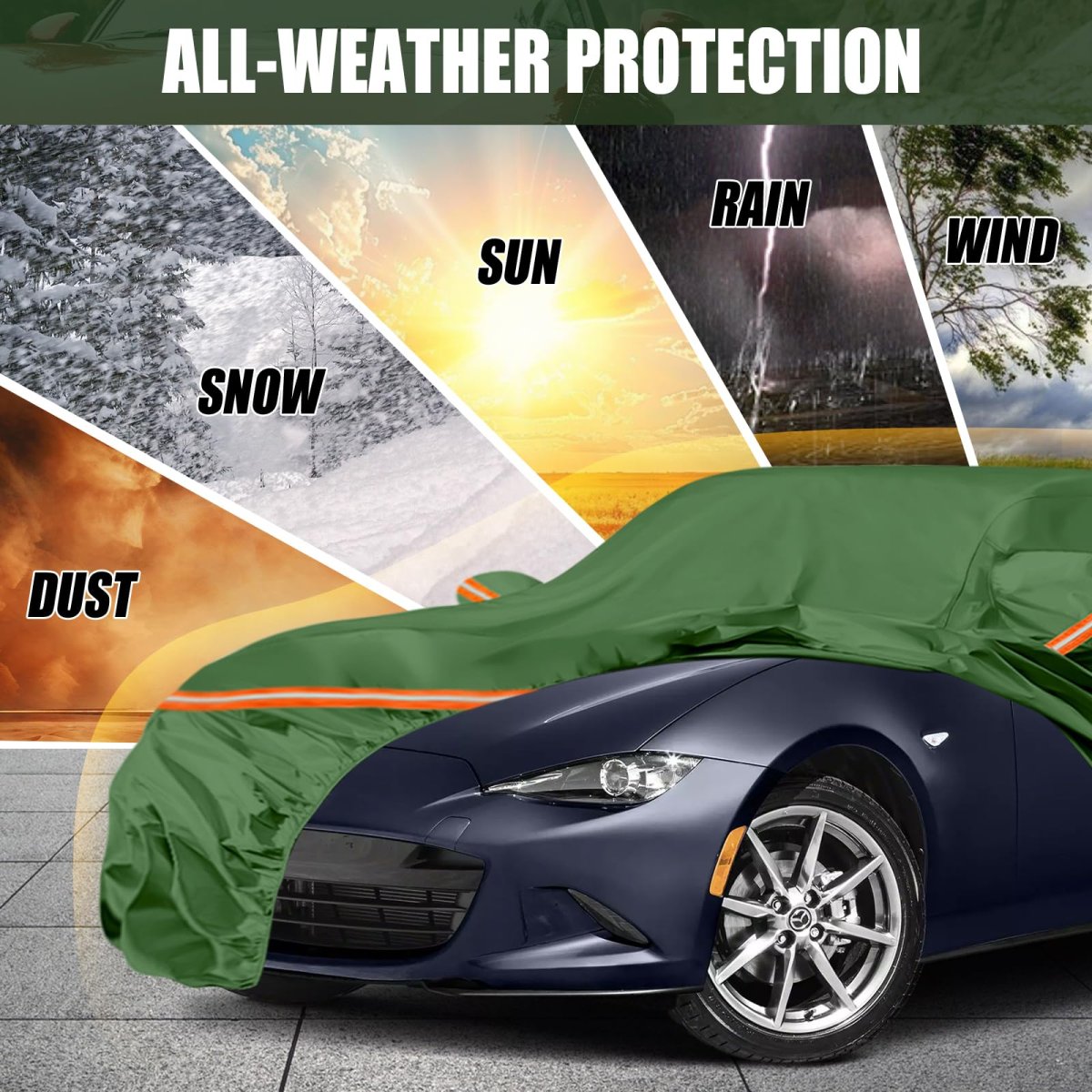 Waterproof Car Cover For 1998 2026 Mazda Miata Mx 5 Heavy Duty All Weather Protection With Cotton Liner Zipper Door And