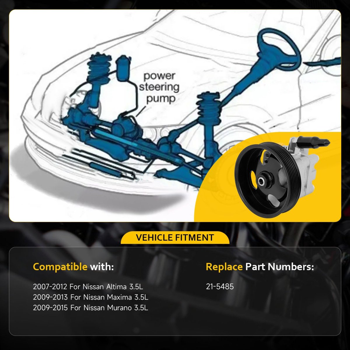 Power Steering Pump For 2007-2012 Nissan Altima 3 5l 2009-20 Maxima 2009-2015 Murano 3 21-5485 Assist