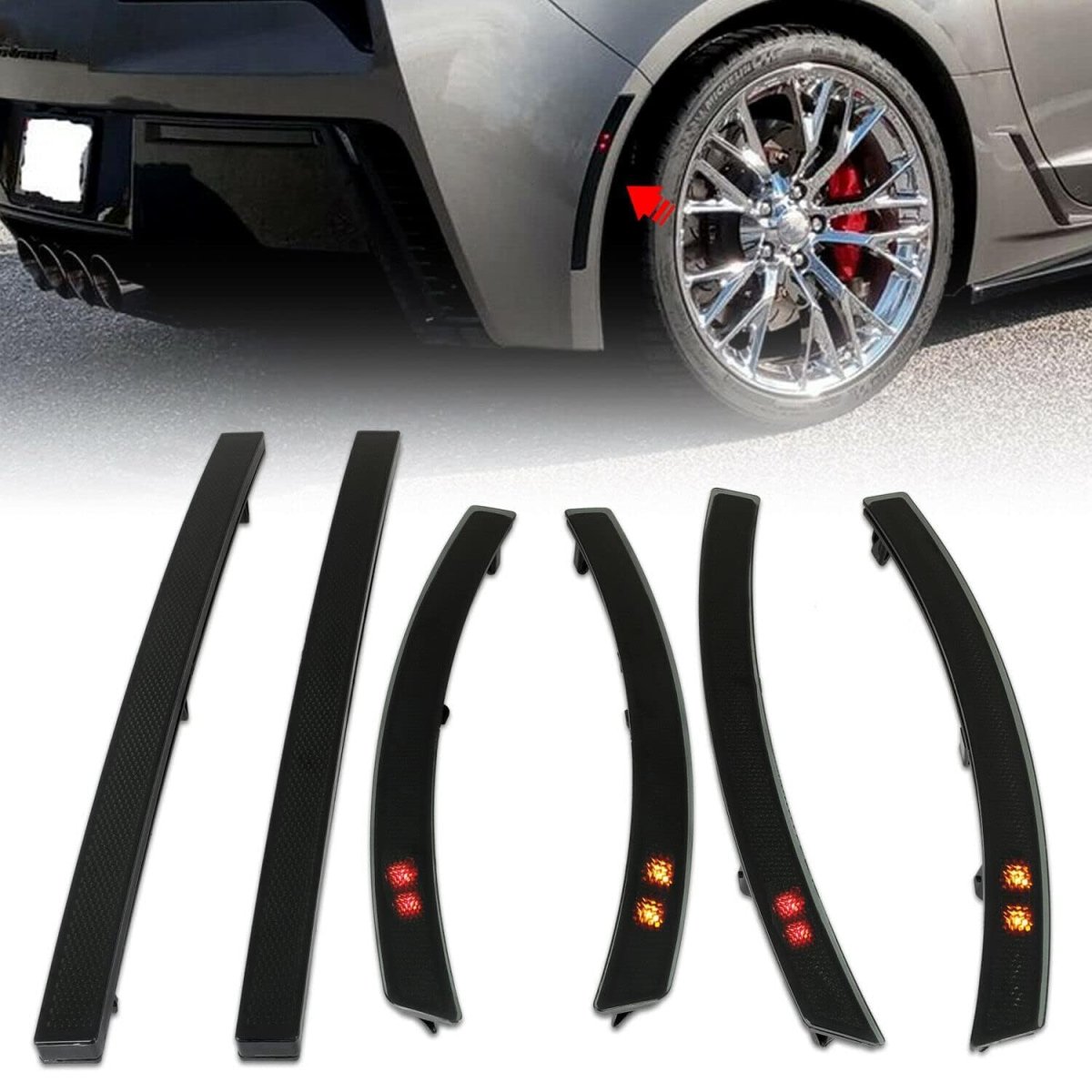 6 Piece Led Side Marker And Rear Bumper Reflector Set For 2014 2019 Chevy Corvette C7 Stingray Grand Sport Z06 Zr1 Smoke Lens