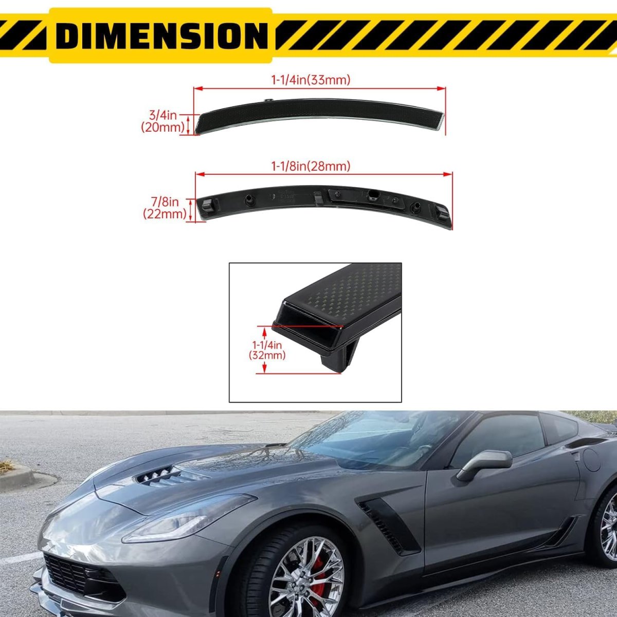 6 Piece Led Side Marker And Rear Bumper Reflector Set For 2014 2019 Chevy Corvette C7 Stingray Grand Sport Z06 Zr1 Smoke Lens