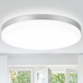 Dllt 24w Modern Dimmable Led Flush Mount Ceiling Light Fixture 13 Inch Silver Round Close Tos For Bedroom Kitchen Dining Room 