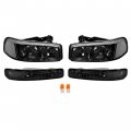 Hecasa Headlight Assembly Compatible With 1999-2007 Gmc Sierra 2500 3500 2000-2007 Yukon Xl Halogen Drl Headlamps Left Right