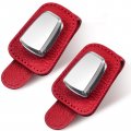 2 Packs Car Glasses Holder Universal Visor Sunglasses Clip Leather Eyeglasses Hanger And Ticketd Mount For Car Red