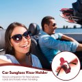 2 Packs Car Glasses Holder Universal Visor Sunglasses Clip Leather Eyeglasses Hanger And Ticketd Mount For Car Red