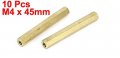 Uxcell M4 X 45mm Female Threaded Brass Hex Standoff Pillar Spacer Nut 10pcs