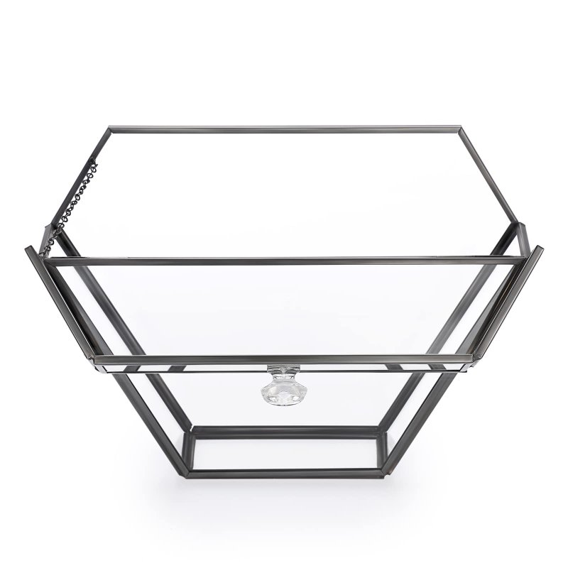 Elldoo Black Glass Coffee Filter Holder Paper Storage Container Dispenser Rack With Dustproof Cover