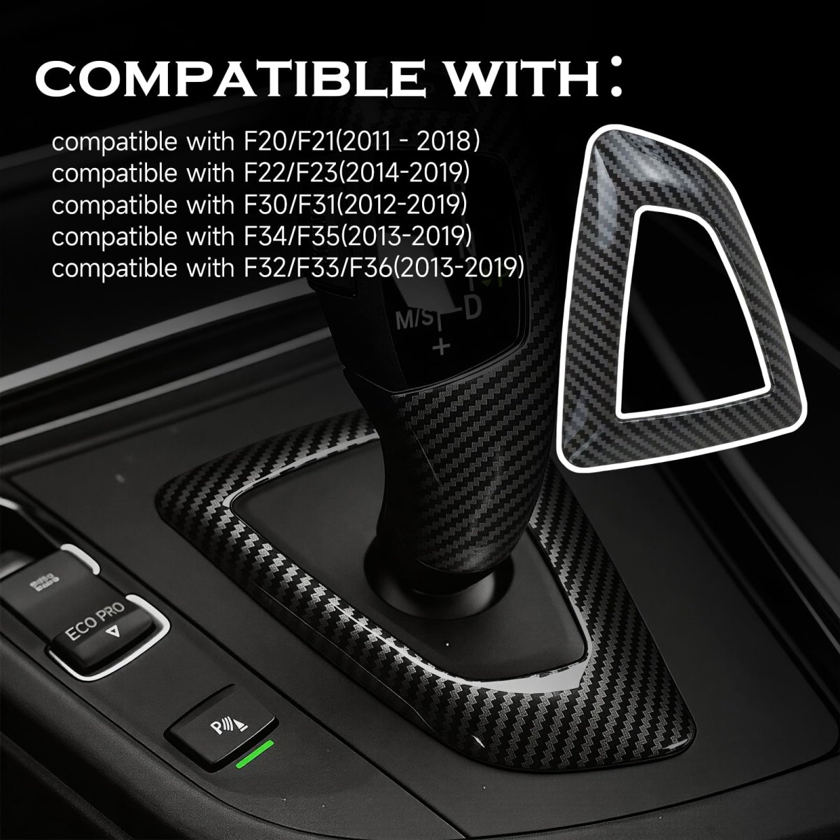 Carbon Fiber Gear Shift Cover Frame Trim Sticker For Bmw 1 Series F20 F21 2012 2013 2014 2015 2016 2017 2018 Abs Plastic