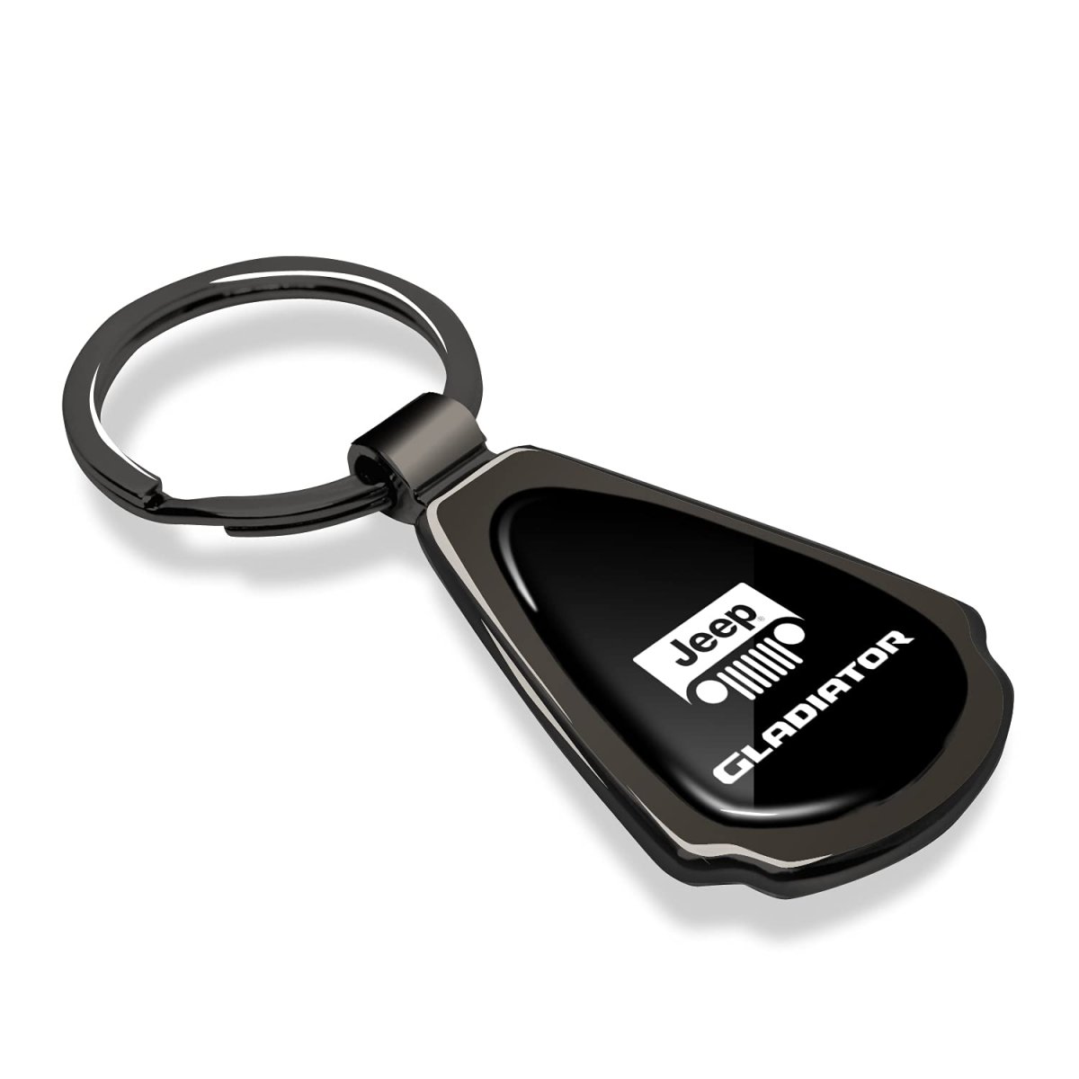 Jeep Gladiator Black Dome Gunmetal Metal Teardrop Key Chain