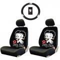 U A Inc 5pc Betty Boop Timeless Front Low Back Seat Covers Steering Wheel Cover Set 