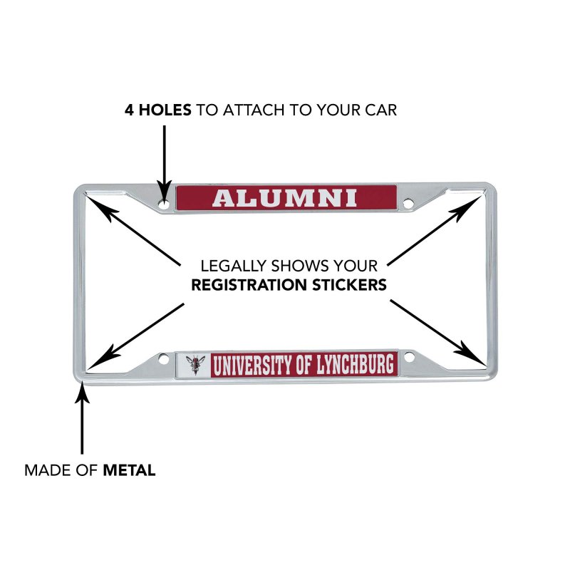 University Of Lynchburg Hornets Metal License Plate Frame For Car Officially Licensed Alumni Edition Standard Size 6 25 In X 12