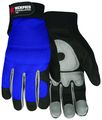 Mcr Safety 905m Fasguard Synthetic Leather Black Palm Gray Patch Multi-task Gloves With Blue Back And Adjustable Wrist Closure 