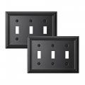 Dewenwils Triple Toggle Wallplates Black Light Switch Covers Heavy Duty Metal Material Pack Of 2 