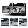 Amerilite Smoke Crystal Obs Headlights Pair For 88-02 Chevy Gmc Pickup Fullsize Truck Passenger And Driver Side