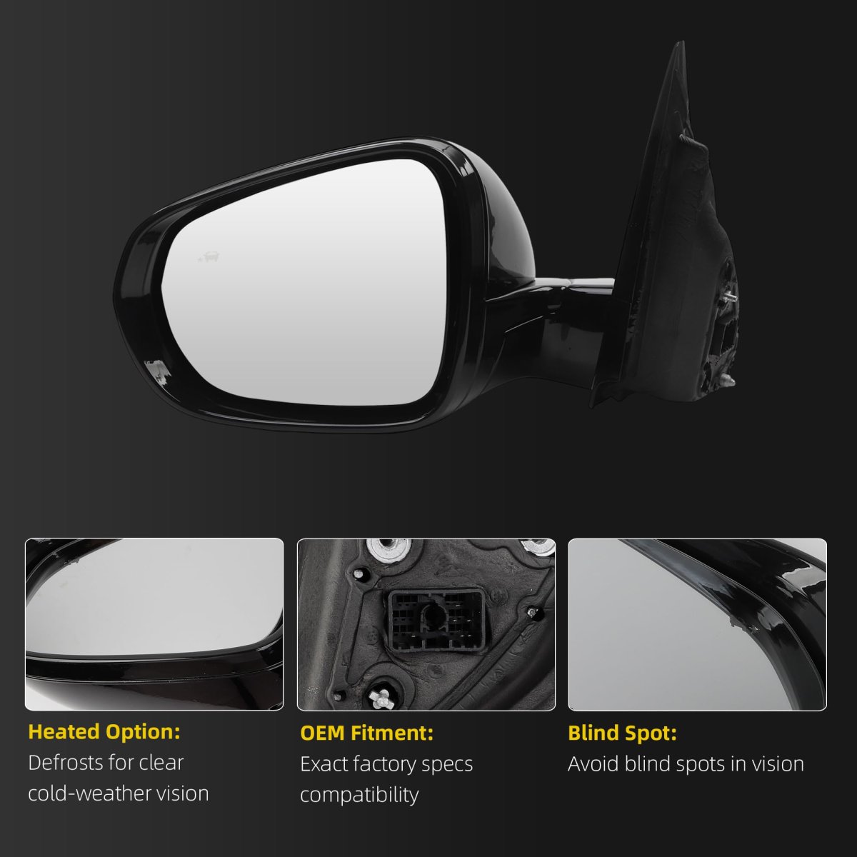 Dasbecan Side Rear View Mirror For 2021-2024 Chevy Chevrolet Trailblazer Lt Power Heated Blind Spot Door Rearview Driver Left