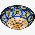 Artzone Tiffany Ceiling Lights Stained Glass 3-lights 16 Inch Flush Mount Light For Bedroom Dining Living Room Entryway Foyer 
