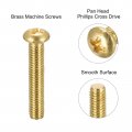 Uxcell Brass Machine Screws M3x16mm Phillips Pan Head Fastener Bolts For Furniture Office Equipment Electronics 60pcs