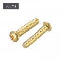Uxcell Brass Machine Screws M3x16mm Phillips Pan Head Fastener Bolts For Furniture Office Equipment Electronics 60pcs