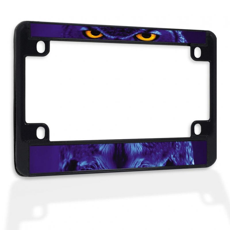 Fastasticdeals Metal Insert Bike License Plate Frame Yellow Eyes Of Horned Owl Close Up Weatherproof Motorcycle Accessories