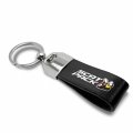 Ipick Image For Dodge Scat-pack Black Real Leather Loop Strap Chrome Metal Key Chain Keychain Official Licensed