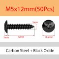 Oranxin M5 X 12mm 50 Pcs Carbon Steel Round Head Self Tapping Wood Screw Cross Mushroom Drilling