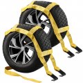 Partsam Tow Dolly Basket Straps 2 Pack Equipped With Flat Hooks Car Wheel System Tire Net Fits 15 -19 Tires Wheels 10000 Lbs 