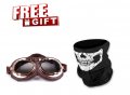 Woljay Vintage Leather Motorcycle Retro Half Helmet Men Women Adult For Scooter Bike Cruiser With Goggles And Drop Down Sun