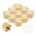 10pcs Brass Hex Head Plug Compression Cap Fitting Stop Valve G1 4 Thread Pipe Flare Tubing Ends Sealing With Gasket For Air