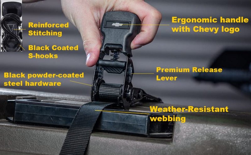 C5000 Black Rugged Durable Ratchet Tie Down Straps 1 In X 14 Ft 1500 Lb Break Strength 6 Pack With Storage Bag