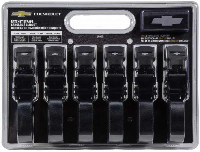 C5000 Black Rugged Durable Ratchet Tie Down Straps 1 In X 14 Ft 1500 Lb Break Strength 6 Pack With Storage Bag