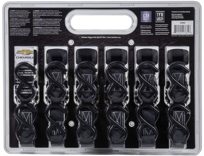 C5000 Black Rugged Durable Ratchet Tie Down Straps 1 In X 14 Ft 1500 Lb Break Strength 6 Pack With Storage Bag
